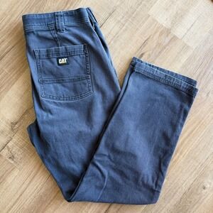 CAT Caterpillar Mens 32x30 Navy Blue Canvas Work Pants Straight Leg Stretch